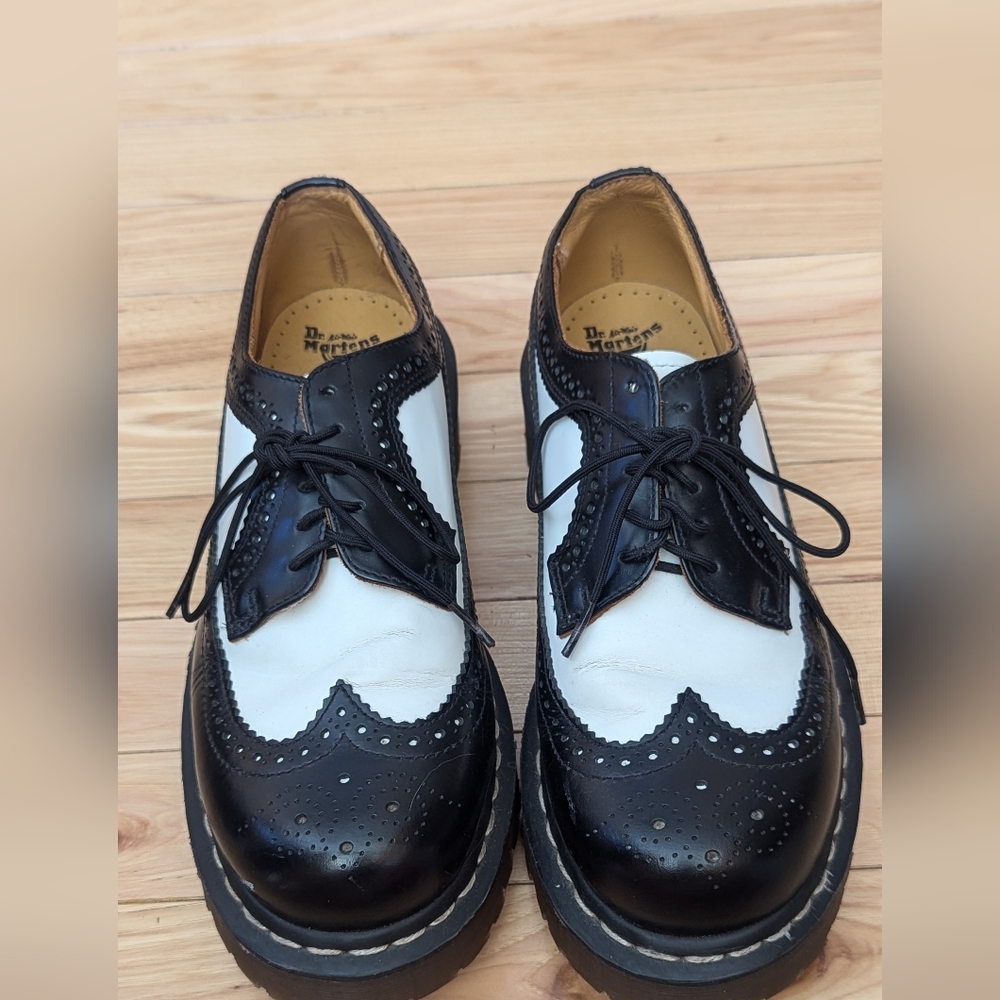 Dr. Martens Classic Black and White Wingtips